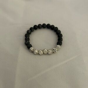 Beaded bracelet with rhinestone accent beads